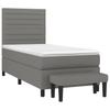 Box Spring Bed with Mattress Dark Grey 90x190 Cm Fabric