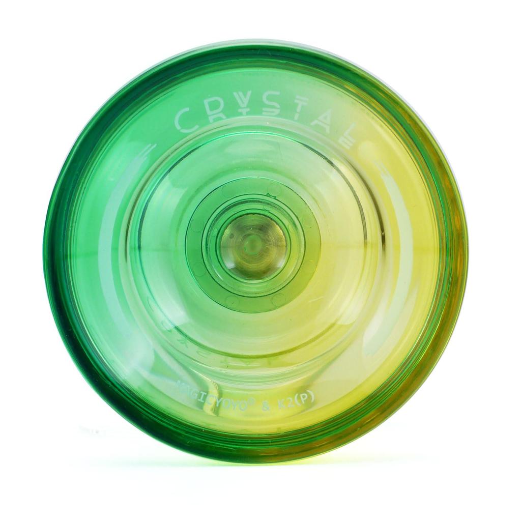 SpinGear Crystal model x Yellow Intermediate-level yo-yo, Bind-specific (Green Fade)