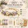 Handmade Accessory DIY Kit Crochet Bracelet Kit, Flower Craft Set with Beads, Yarn And Beads Floral Making for Beginners, Gift Beginners