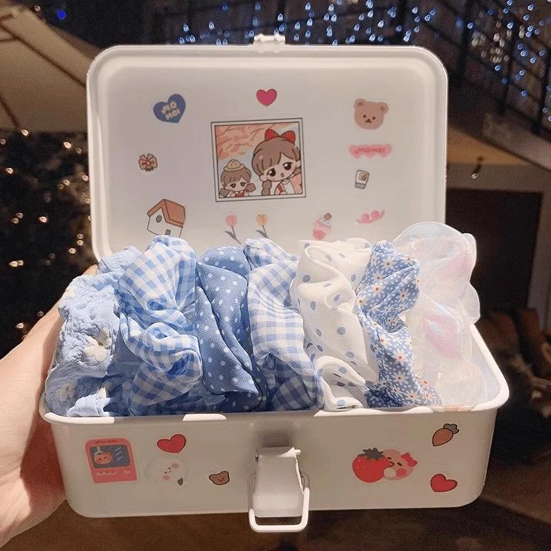 Blue Polka Dot & Floral Sea Salt Scrunchie Hair Tie