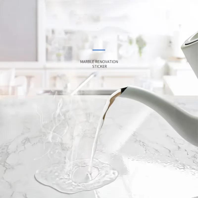 40cm Self-Adhesive Marble Film Oil-Proof Heat-Resistant Kitchen Wall Stickers for Cabinet Home Renovation Decorative Wallpaper