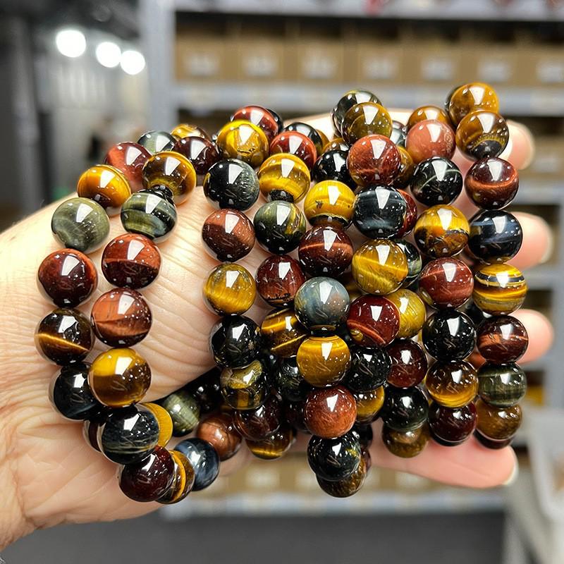Jingdong Jewelry Unisex Round Bead Bracelet: 7A Lightning Yellow Tiger Eye Stone