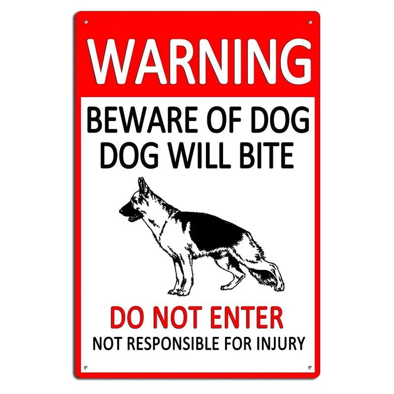 Uwaga na psy Metalowe znaki Plakaty ścienne Tabliczka Znak ostrzegawczy Dekoracja Vintage Malarstwo żelazne do domu Kawiarni Ogrodu Klubu Baru