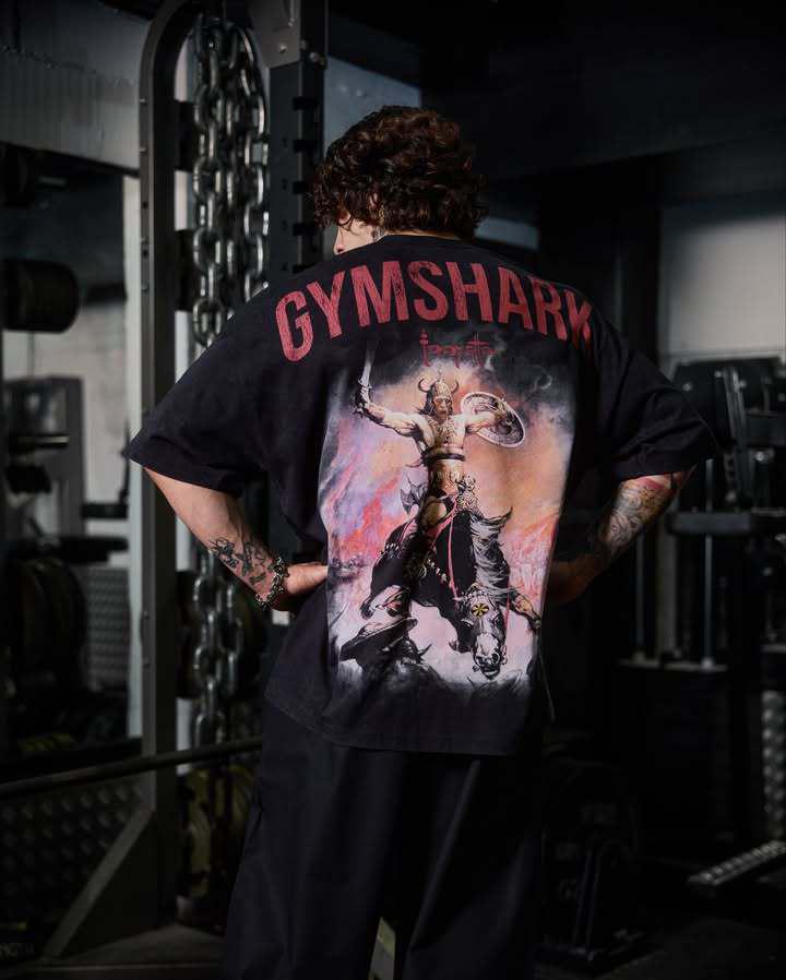 Amerikanisches Haifischmuster Herren Übergröße Kurzarm Locker sitzendes T-Shirt