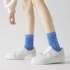 3/6/12 Pairs Women Knitted Cotton Mid Tube Socks Fashion Striped Candy Color Comfortable Sweat Absorbing Breathable Casual Socks