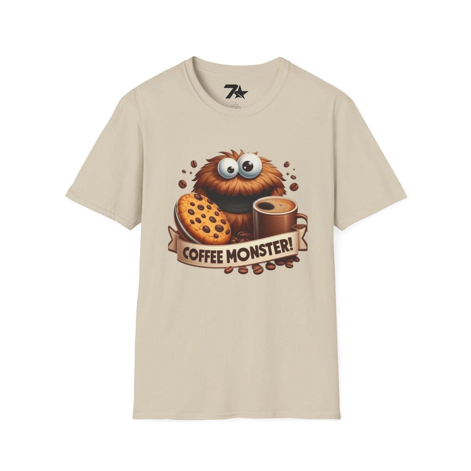 Coffee and Cookie Monster Funny Tee, Unisex T shirt, Gift for Coffee Lovers, XL
