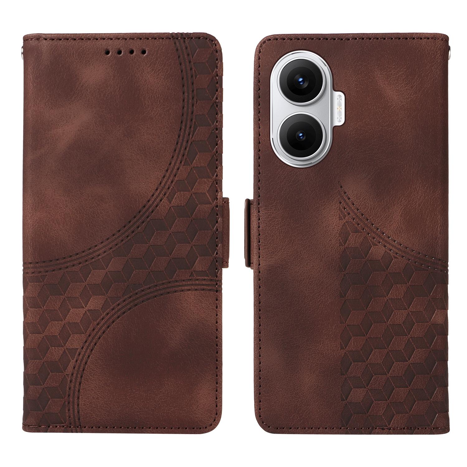 

For Xiaomi Poco F7 5G/Redmi Turbo 4 Pro 5G Leather Cases Wallet Rhombus Imprinted Phone Cover Stand with Strap D