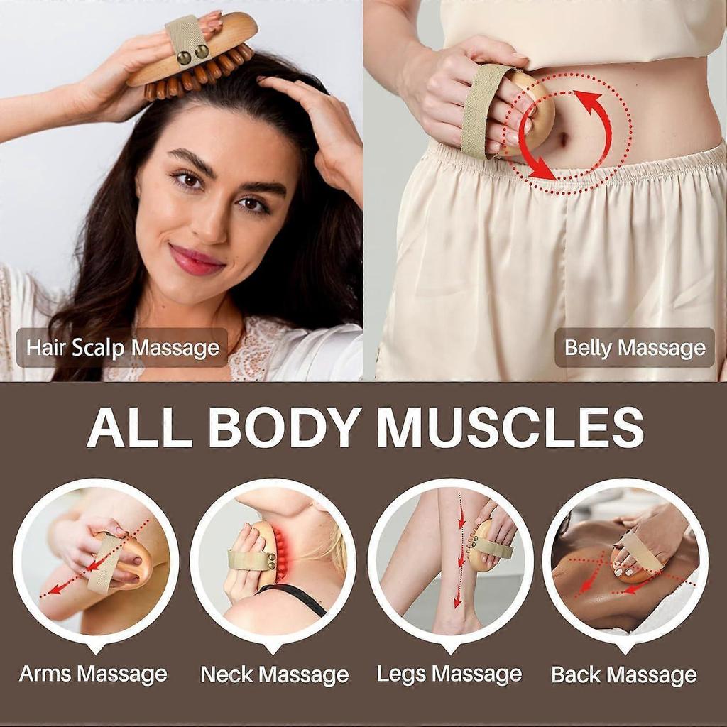 Holztherapie-Massagegerät für Bauchfett,Holzbürste für Meridian-Massagekörper für