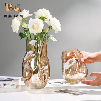 Elegante Retro Geometrische Glasvase für Heim-Blumenarrangements