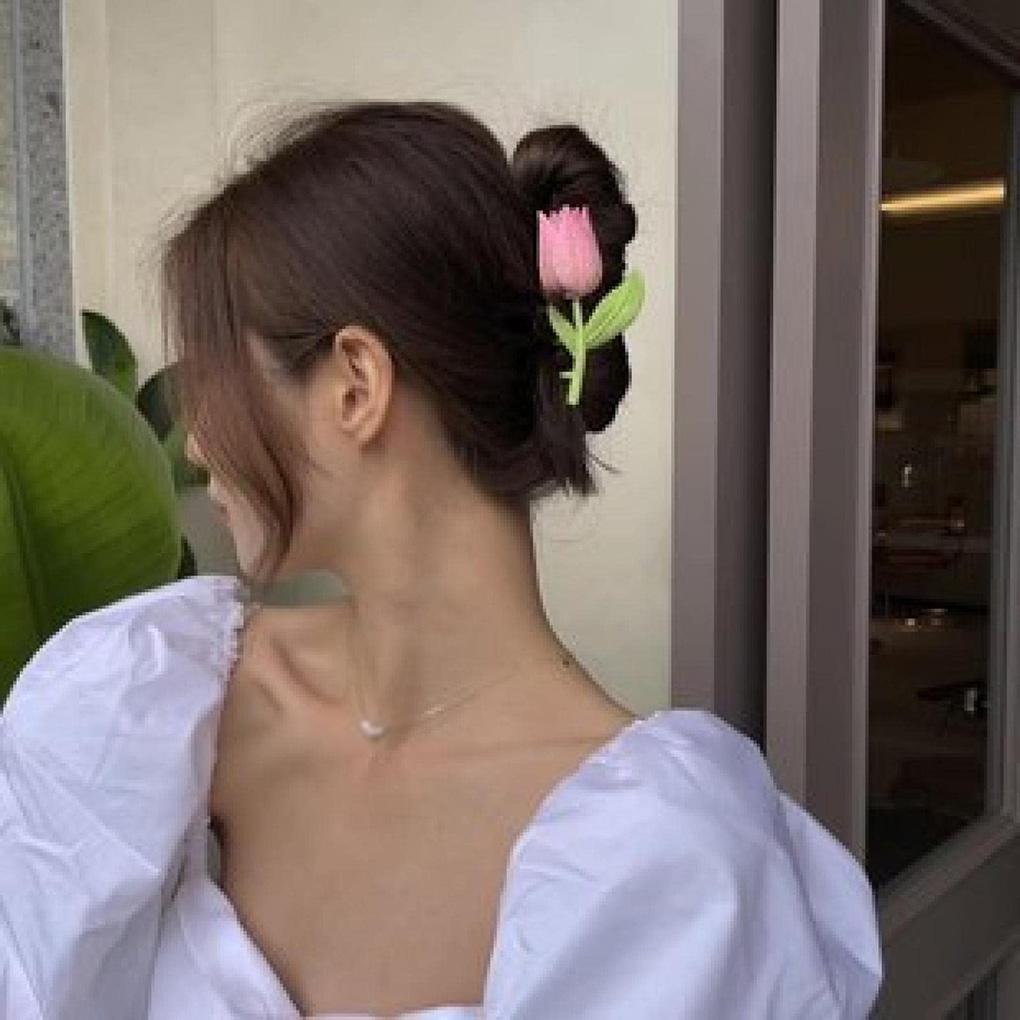 Flower Shaped Hair Claw Clip Wedding Shop Read Hairpin Cooking Non-skid Hairclip Clamp Pocket Headwear for Women