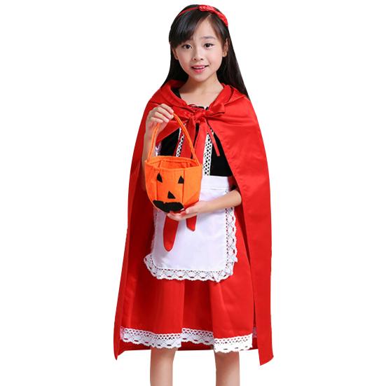 1 Set Halloween Clothes Hobby Funny Cute Comfortable Beautiful Decorative Polyester Holiday Wear Cosplay Little Red Riding Hood Dress Birthday Gift
