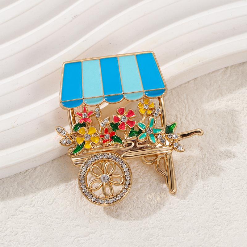 Высококачественная Модная Обеденная Вагон Цветок Женская Высококачественная Ретро Растение Цветок Вагон Брошь 2*3cm