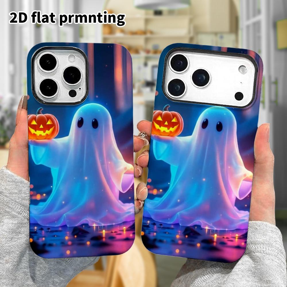 Phone Case: 2D Flat Design Suitable for iPhone 18, 17, 16, 15, 14, 13 Pro Film Protective Case, Couple Style, Pumpkin Ghost, Christmas and Halloween G