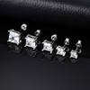 Vnox Square Cubic Zirconia Stud Earrings, 4-8mm Copper Material Earrings for Women Men, Gold Silver Color Post Ear Accessories