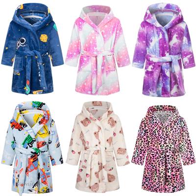 2-14 Years Autumn Winter Bathrobe Kids Sleepwear Robe Children Bath Robe Warm Soft Pajamas for Girls Boys Teenage Flannel Robe
