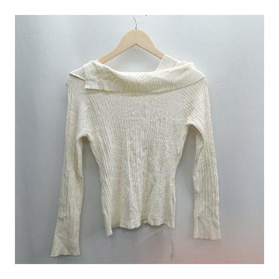 Unused DHOLIC Korean brand off shoulder long sleeve knit cut and sew size F ivory ladies E [Used]