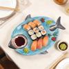 Shaped Charcuterie Board,  Sushi Plate With Vegetable Serving Area, Bowl And Chopstick Rest, Ceramic Fun Sushi Board