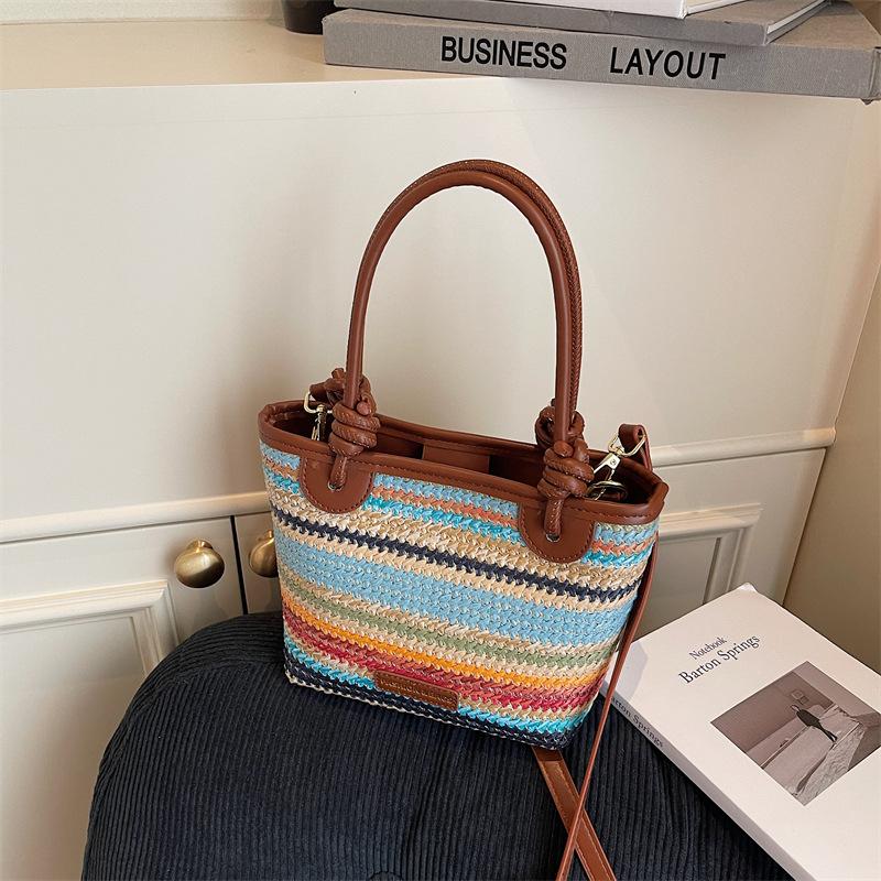 Weaving large capacity high quality soft durable fashion exquisite lightweight commuting outdoor beach crossbody bag shoulder bag