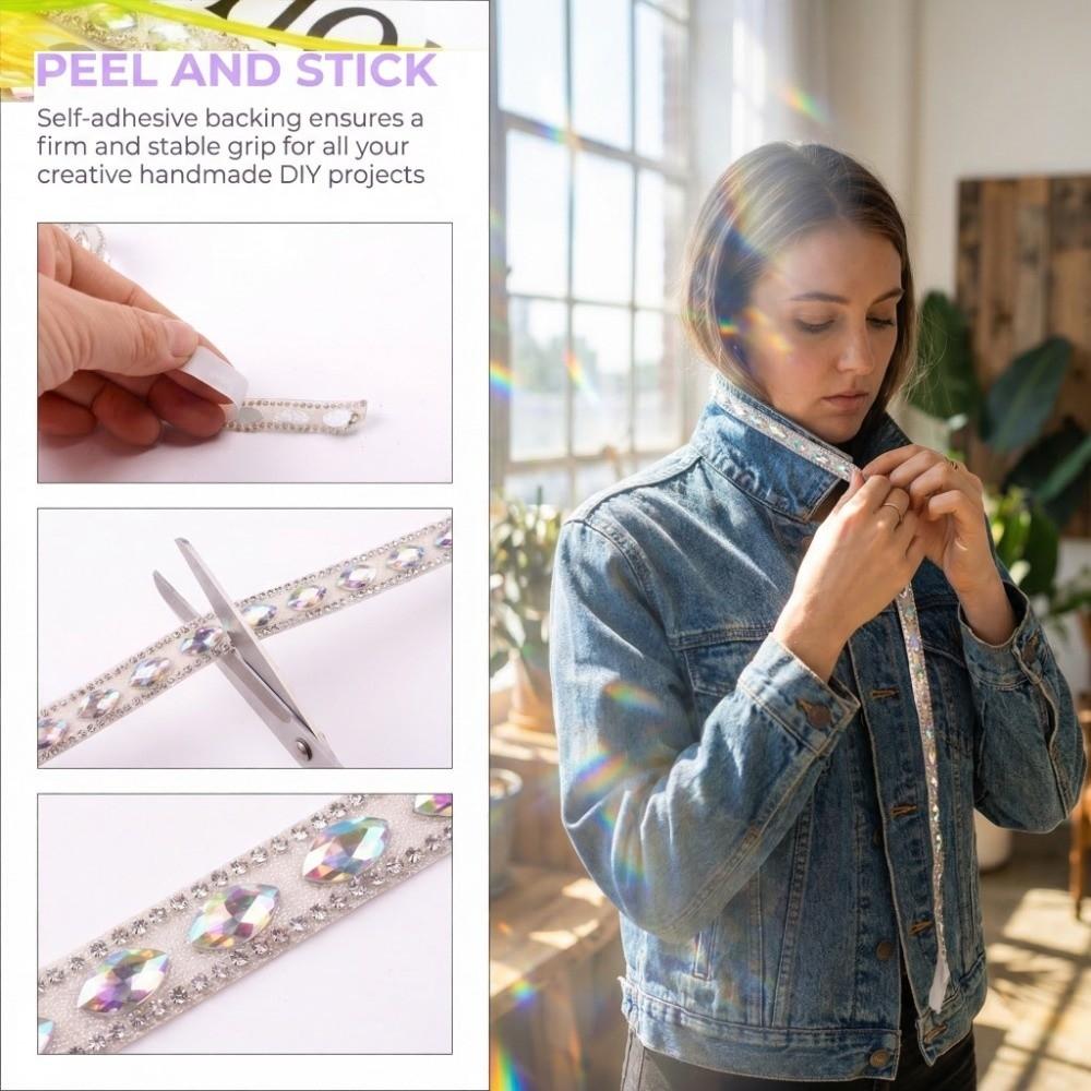 New Horse Eye Shape Rhinestone Chain Self Adhesive Flexible DIY Accessory Shiny Rhinestone Tape Dance Costumes