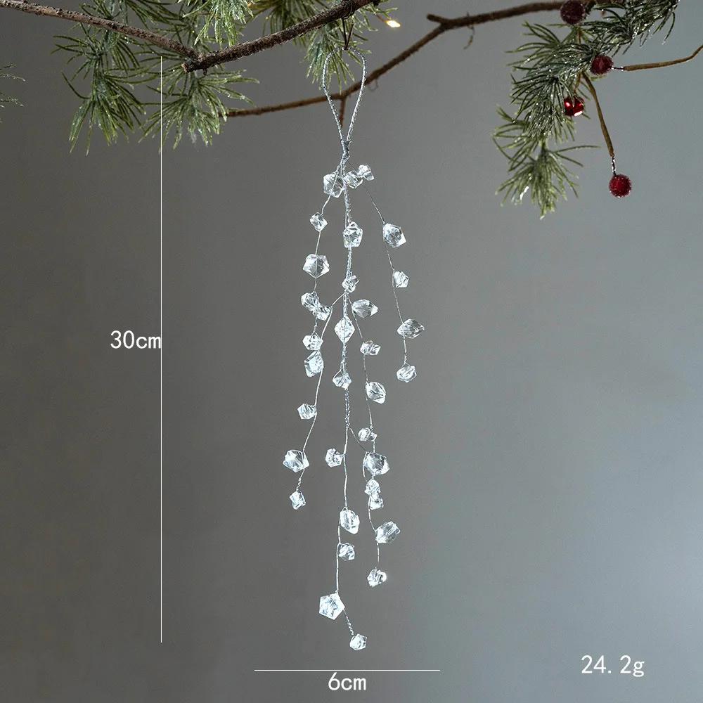 Christmas Transparent Snowflake Crystal Pendants Decorations Xmas Tree Hanging Ornament Christmas Home Decorations New Year Gift