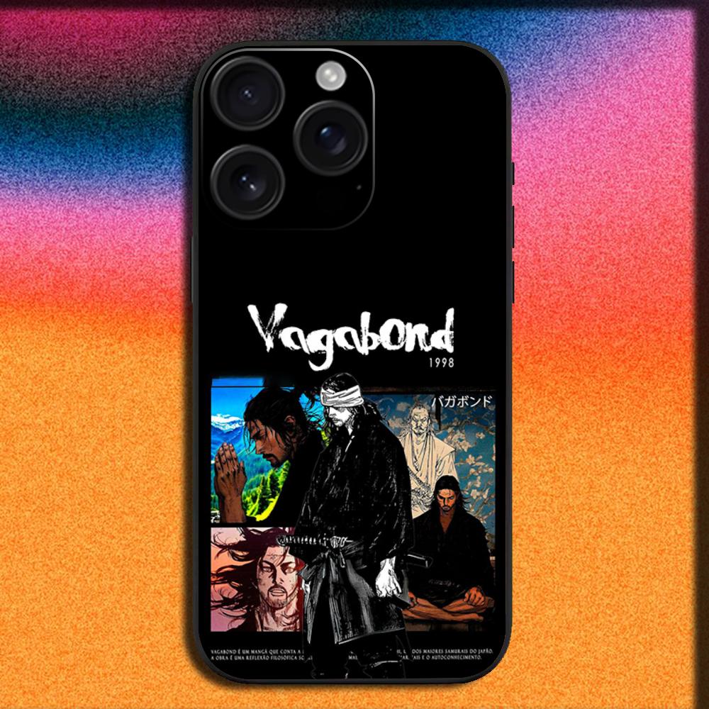 Miyamoto Musashi V-Vagabond Manga Phone Case For iPhone 16,15,14,13,12,11,Pro,XS,Max,XR,Plus,SE,Mini Soft Black Cover