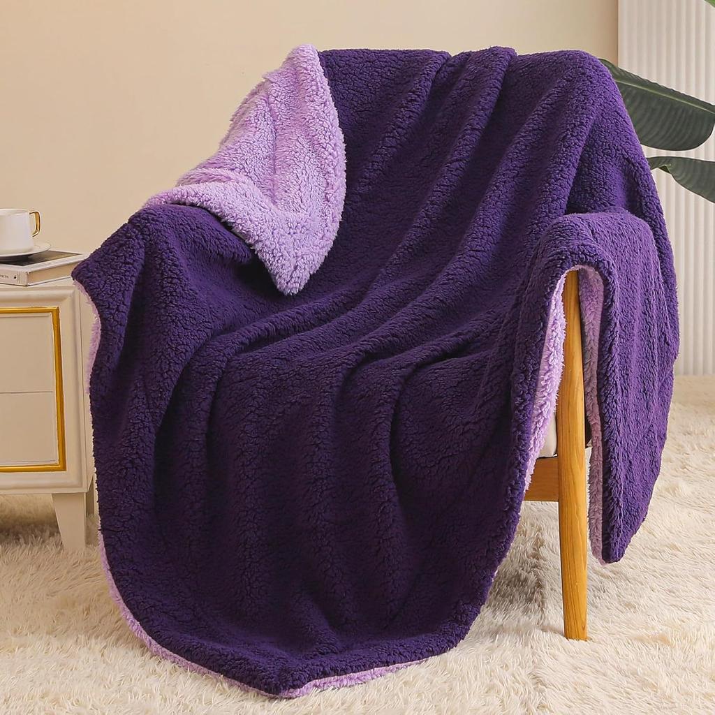 Double-Layer 100% Polyester Eco-Friendly Luxury Lamb Flannel Sherpa Blanket Winter Solid Color Thick Knitted Quilt