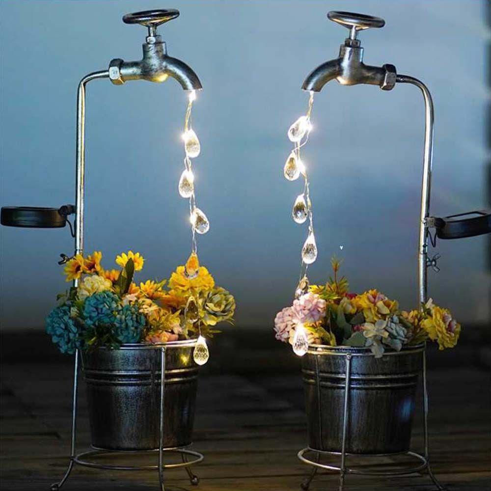 

With Flower Pot Solar Faucet Lamp Metal Hanging Lamp Generic Plant Rack Villa