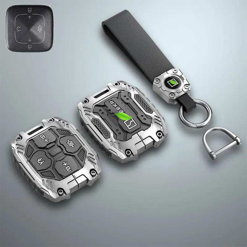 For Geely Zeekr 7X/001/X 007GT/009/MIX Keychain Leather Metal Key Holder Case Interior Key Shell Ring Car Accessories Pendant