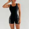1011 new one-piece swimsuit printed splicing conservative sports tight European and American swimsuit women