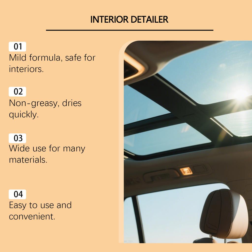 Interior Detailer Spray for Car Surfaces Mild Formula Non-Greasy Safe for Vehicle Interiors 120ML 4 1FL OZ Cleaning and Maintenance Solution
