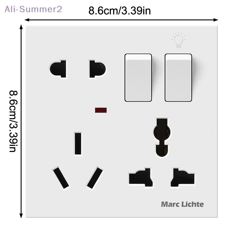 {Summer2}16A Wall 86 Type Multifunctional Socket 8-Hole 5Pin Power Plug 2/3 Plugs With 1Gang Switch Control Socket