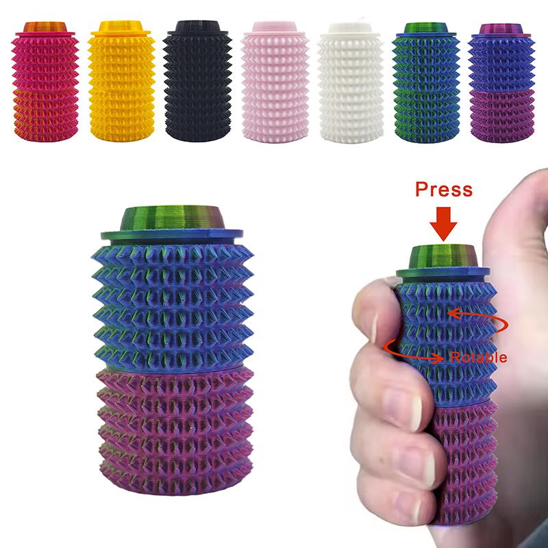 3D Printed Spiky Grippie Stim Click Toy Mini Fidget Rotatable Pressable Massager Stress Roller Anxiety Relief Gift Portable