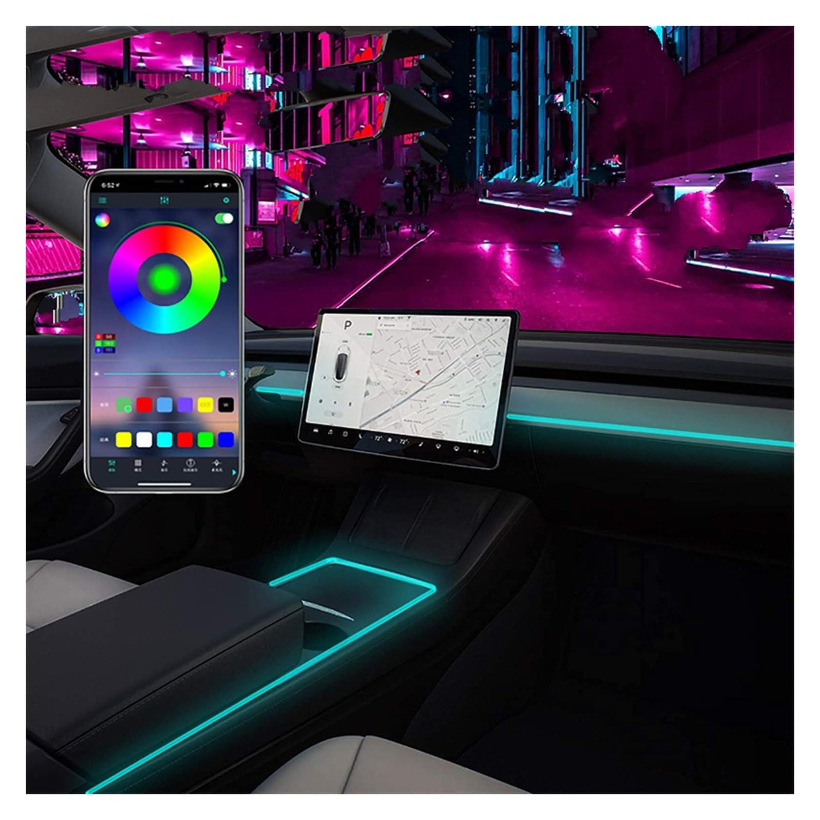 

Interior Parts 21-22 for Tesla Model 3 Y Ambient Light LED Strip Neon Lighting One Size