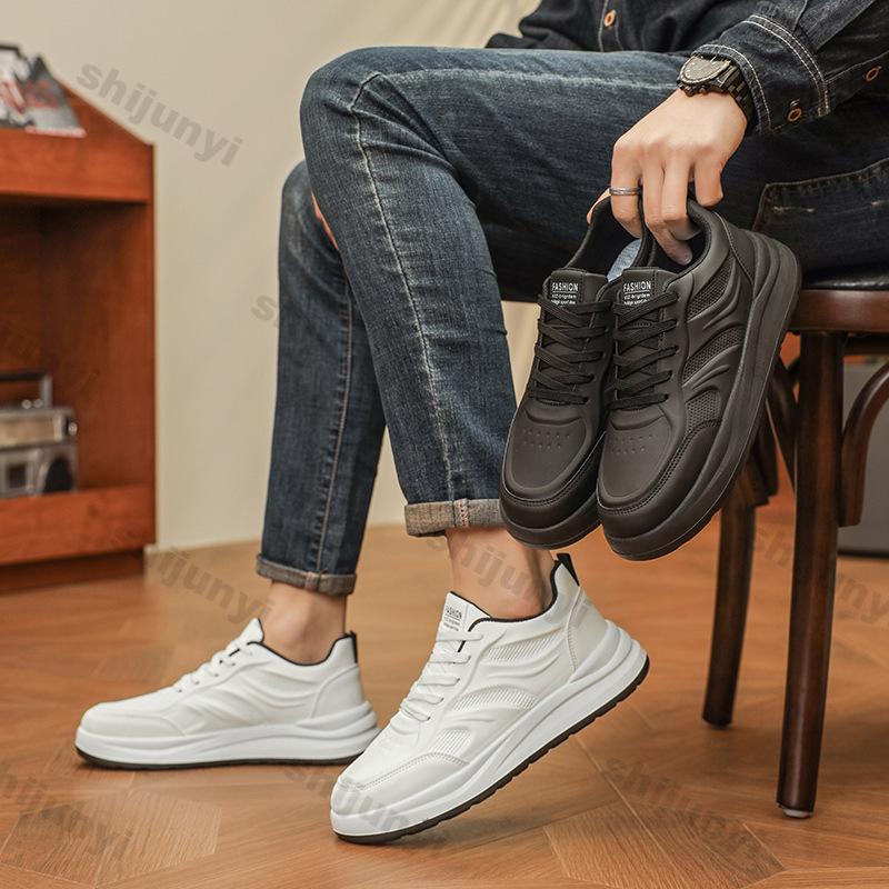 Men Shoes 2026 Spring Autumn New Breathable Mesh Non Slip Platform Sneakers Comfort Lace-up Height Increase Wedge Casual Shoes