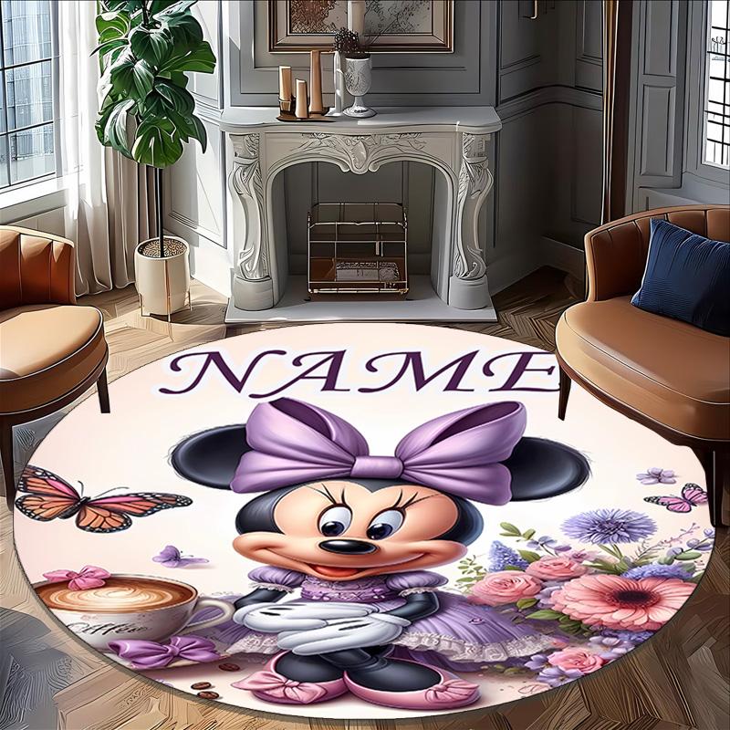 Personalized M-Minnie Round Chair Office Rug - Perfect for Mat, Office Chair & More - Ideal Gift for Birthdays and Holidays