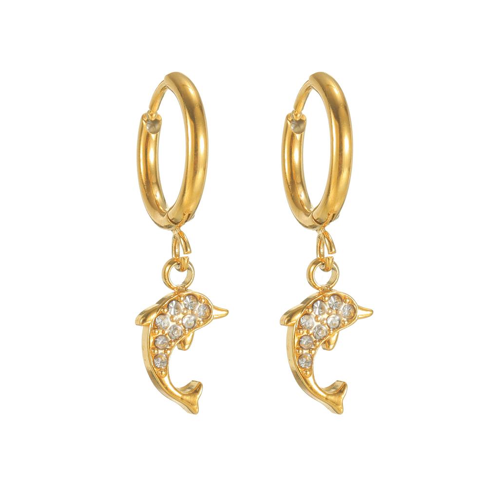 Atoztide Trendy Shiny Zircon Ocean Series Pendant Earring Women Stainless Steel Gold Color Multiple Styles Earring Jewelry Gift
