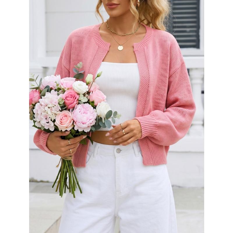 Women Casual Loose Long Sleeve Knit Open Front Cardigan Sweater Outerwear