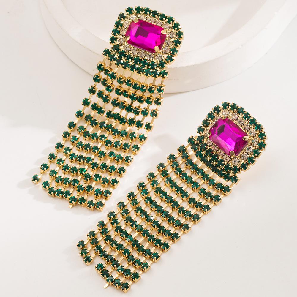 Elegant Rhinestone Tassel Earrings - European & American Luxury Design for Prom & Banquet