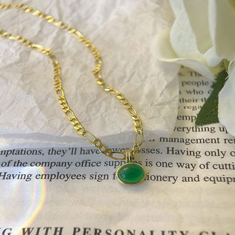 Colier Oval Smarald Stil Palat Retro Francez Lux Lanț Claviculă Femei