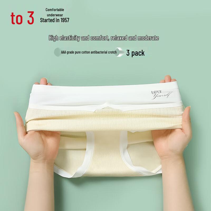 Hodo Women's Antibacterial Cotton High-Waist Seamless Briefs 3-Pack