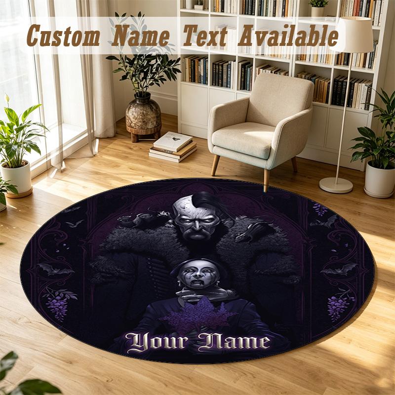 Nosferatu Count Orlok Personalized Round Rug Support Custom Name, Soft Home Decor Mat