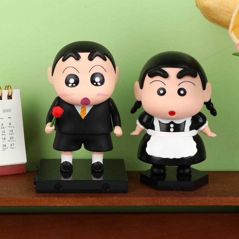 2Pcs/Set Crayon Shin Chan Anime Figures Cute Cartoon Pvc Figure Doll Ornament Desktop Decoration Couple Collectible Gifts