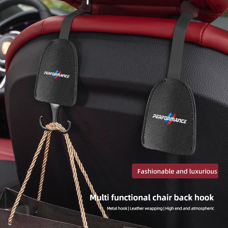 2026 Hot 2Pcs PU Leather Car Seat Back Hooks Interior Accessories Sticker For BMW X1 X3 X4 X5 E46 E90 F20 E60 E39 F10 M1 M2 M3 M5 M6 E8 GK3 ushm3
