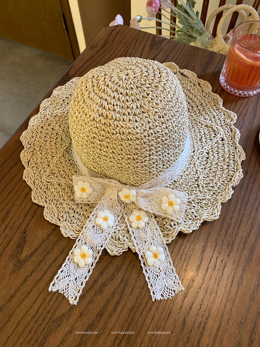 

Унисекс Универсальная Соломенная Шляпа с Широкими Полями и Кружевной Отделкой для Взрослых Идеально Подходит для Весны и Лета Beige Floral