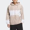 adidas neo Logo Print Color-Block Zip-Up Hoodie Jacket for Men, Gray-Brown