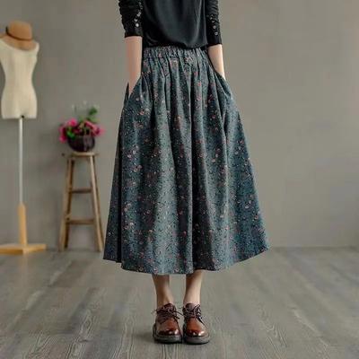 Cotton Skirt Women's Summer Casual Versatile Elastic Women's Skirt Loose Comfortable Large Size Half-length Skirt