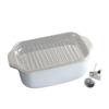 Fuji Enamel Square Tempura Pot, IH Compatible, with Thermometer, Frying Net, and Tray, Custom Color: TP-20K.GG (Greige)