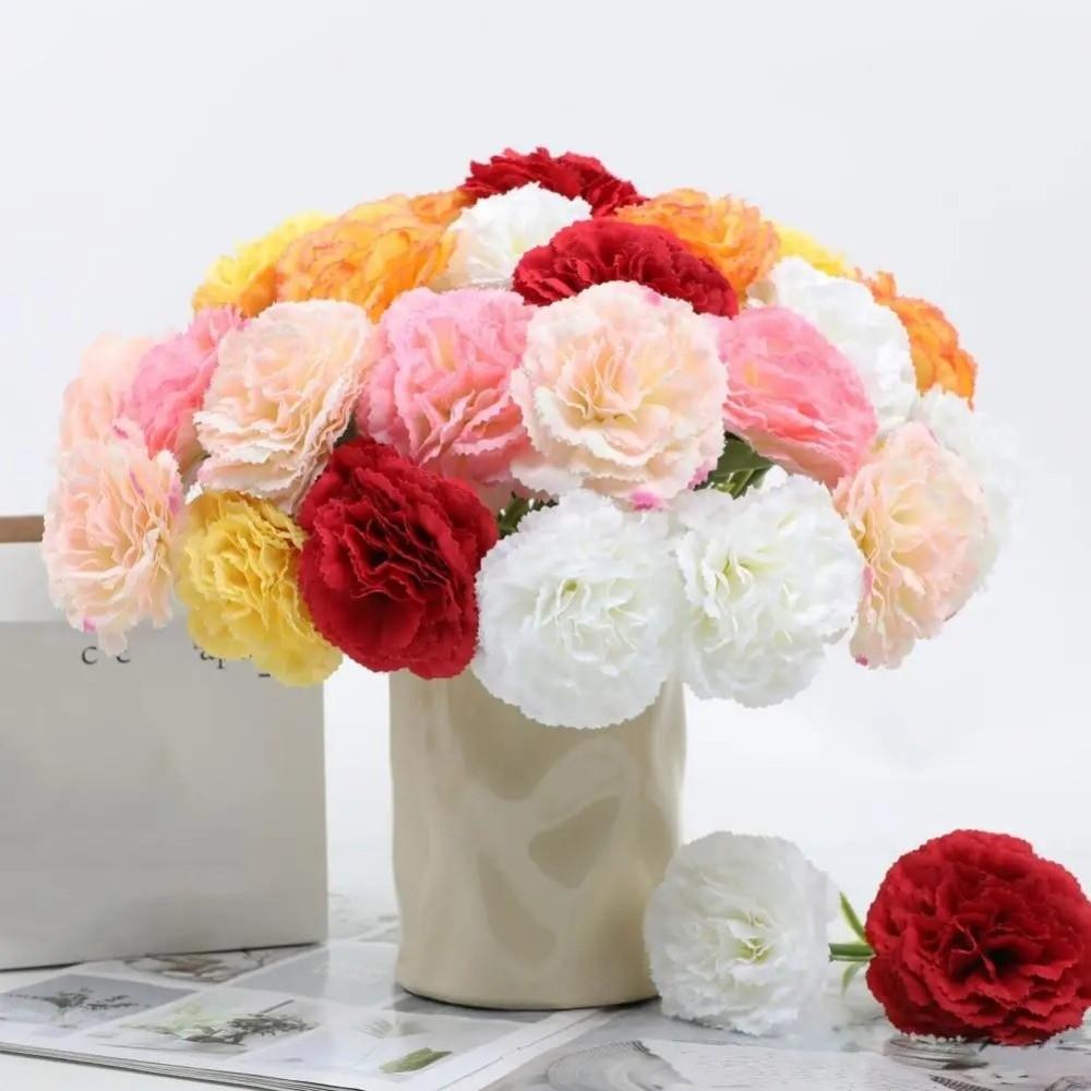 1pc Silk Artificial Carnation Flowers DIY Floral Realistic Simulation Flowers Soft Artificial Flowers Mother's Day Gift