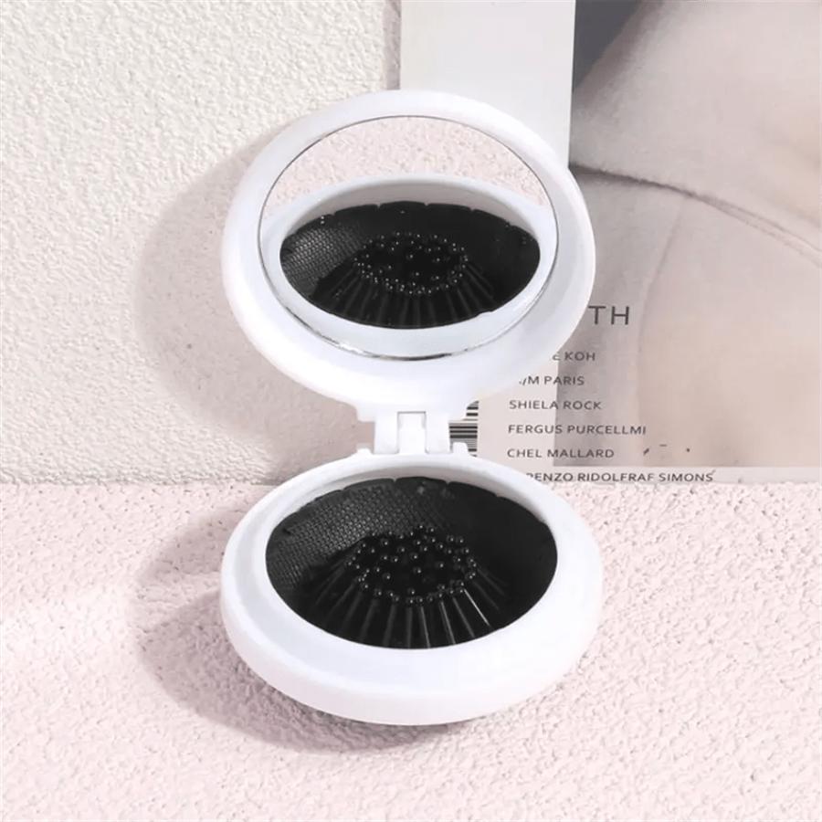 1pc Folding Travel Mirror Hair Brush Round Folding Pocket Size Hair Brush Mini Hair Comb Compact Travel Size Hair Massage Comb For Women
