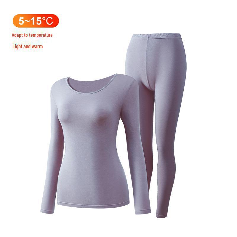 Leica Pure Cotton Antibacterial Thermal Underwear Set: Women's Round Neck, Lightweight Warm Autumn Clothes and Trousers